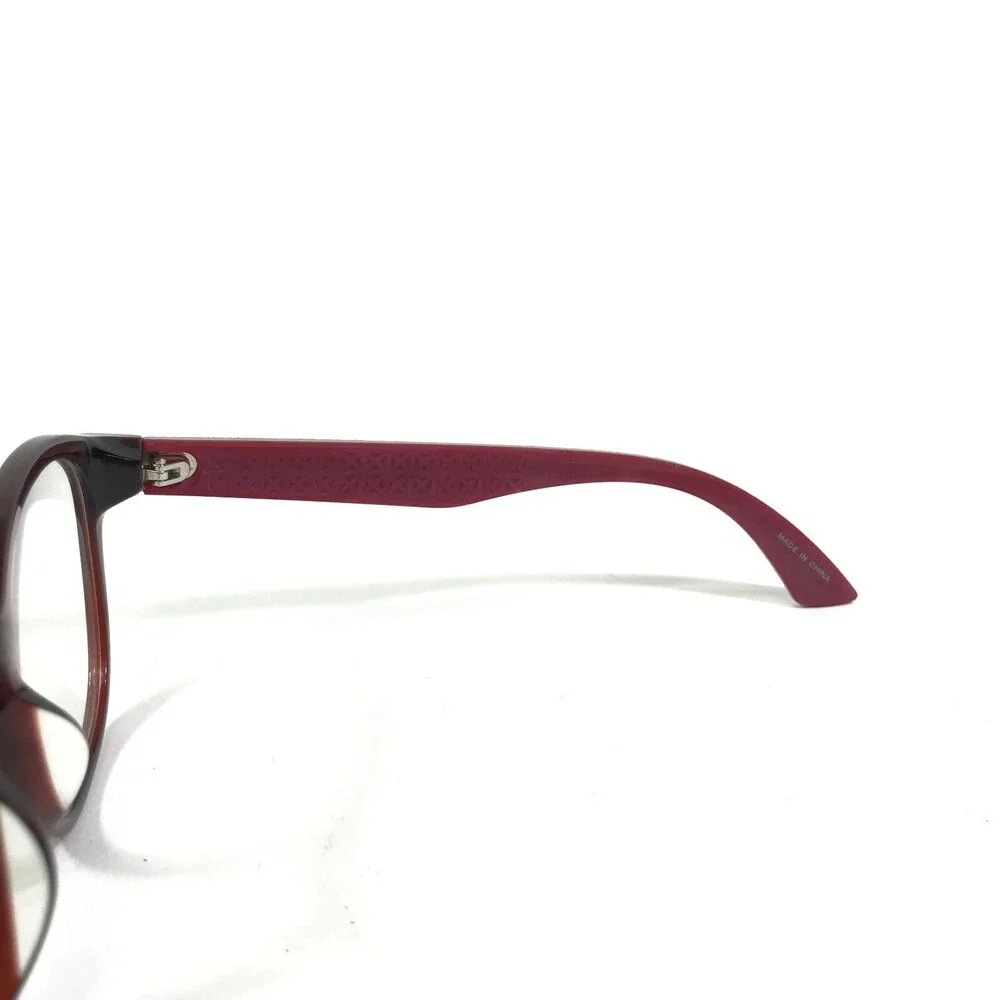 Puma Eyeglasses Frames PU00400A 012 Beige Red Round Suede Leather 53-20-140
